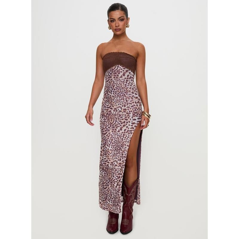 Raidein Strapless Maxi Dress Leopard - Bela Fils BoutiqueBela Fils Boutique
